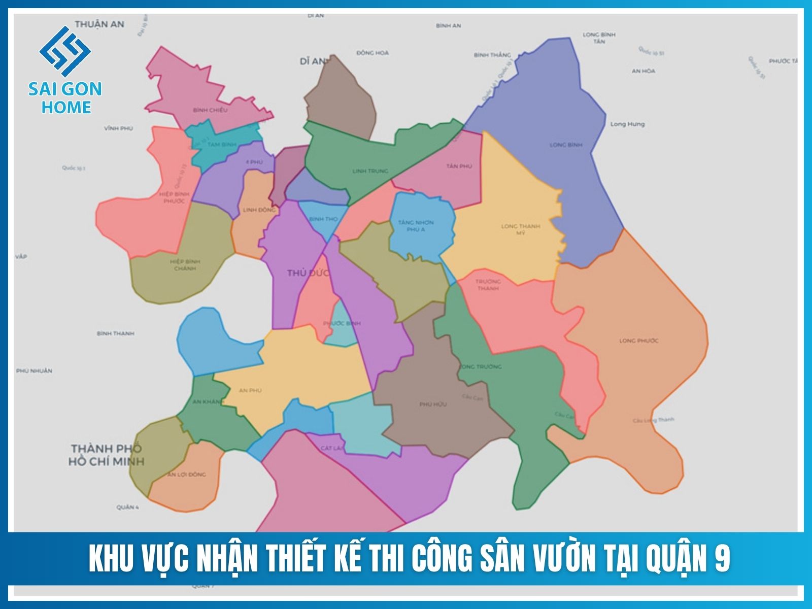 Khu vực nhận thiết kế thi công sân vườn tại Quận 9