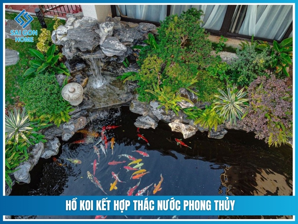 Hồ koi kết hợp thác nước phong thủy