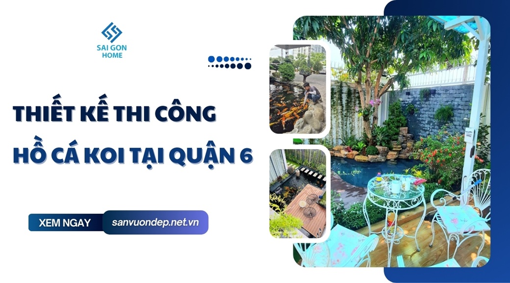Thiết kế thi công hồ cá koi tại Quận 6 hiện đại GIÁ TỐT - Sanvuondep.net.vn