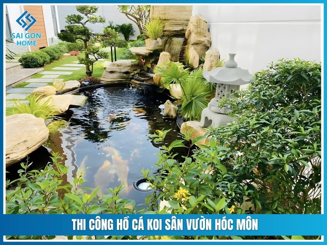 Thi công hồ cá koi sân vườn Hóc Môn