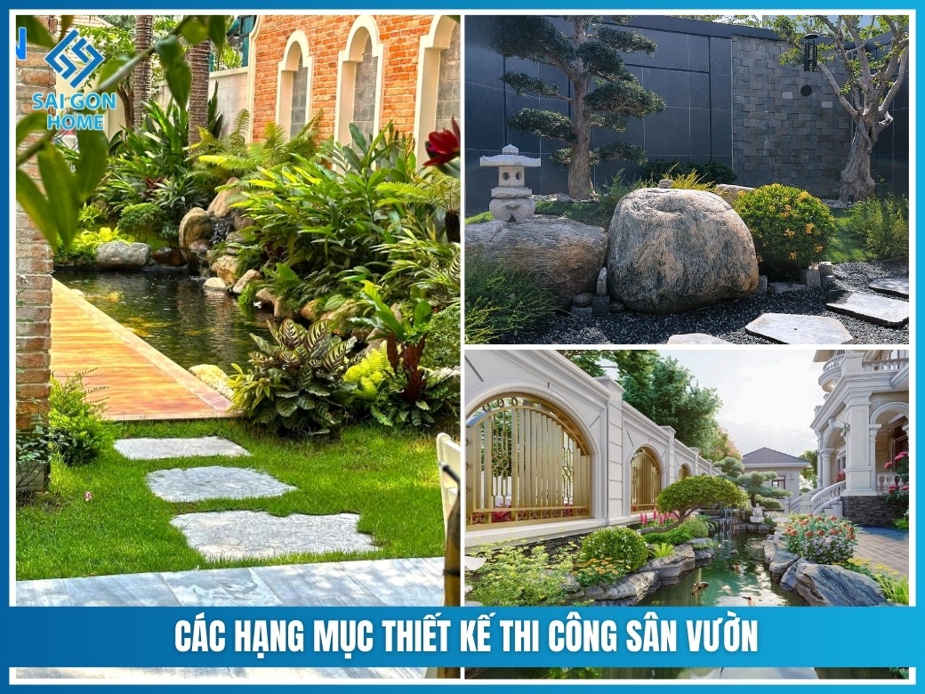 Các hạng mục thiết kế thi công sân vườn
