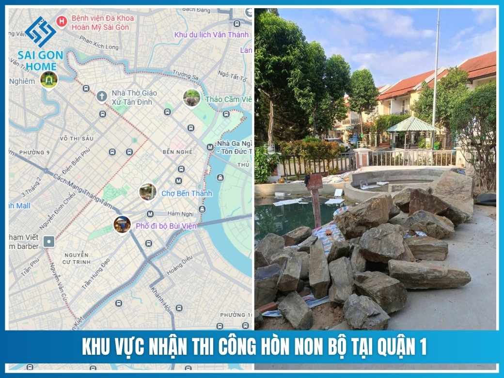 Khu vực nhận thi công hòn non bộ tại Quận 1