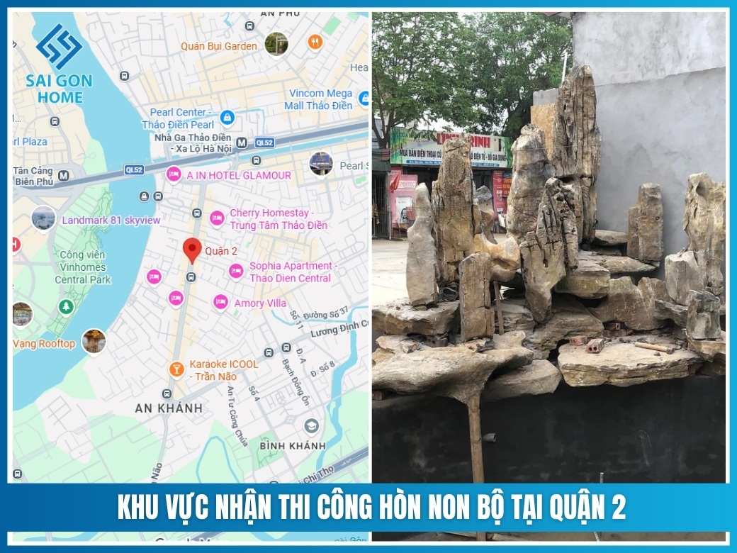 Khu vực nhận thi công hòn non bộ tại Quận 2