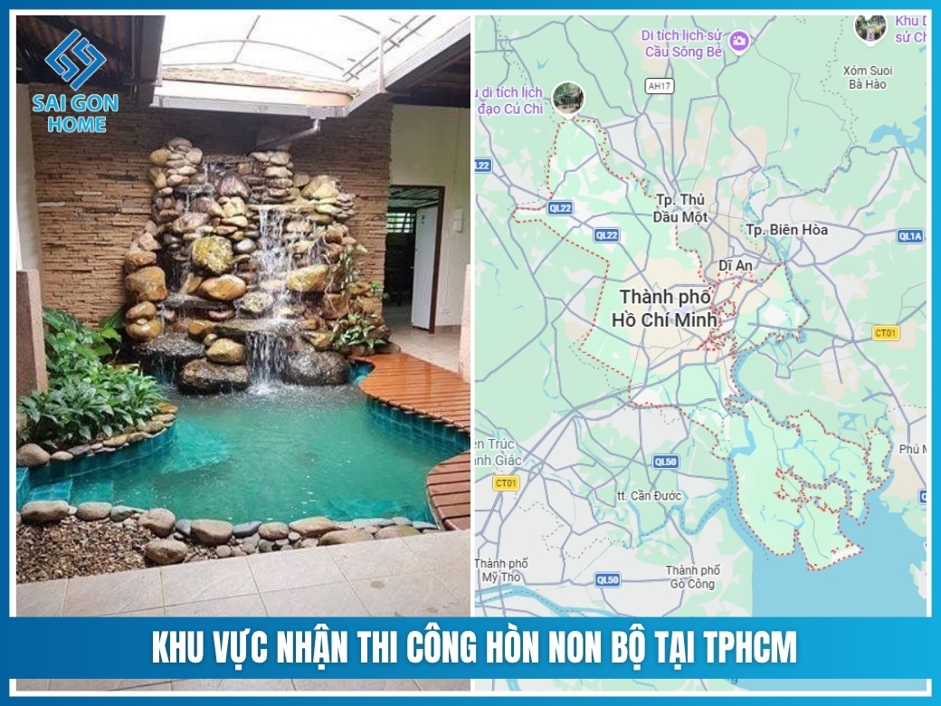 Khu vực nhận thi công hòn non bộ tại TPHCM