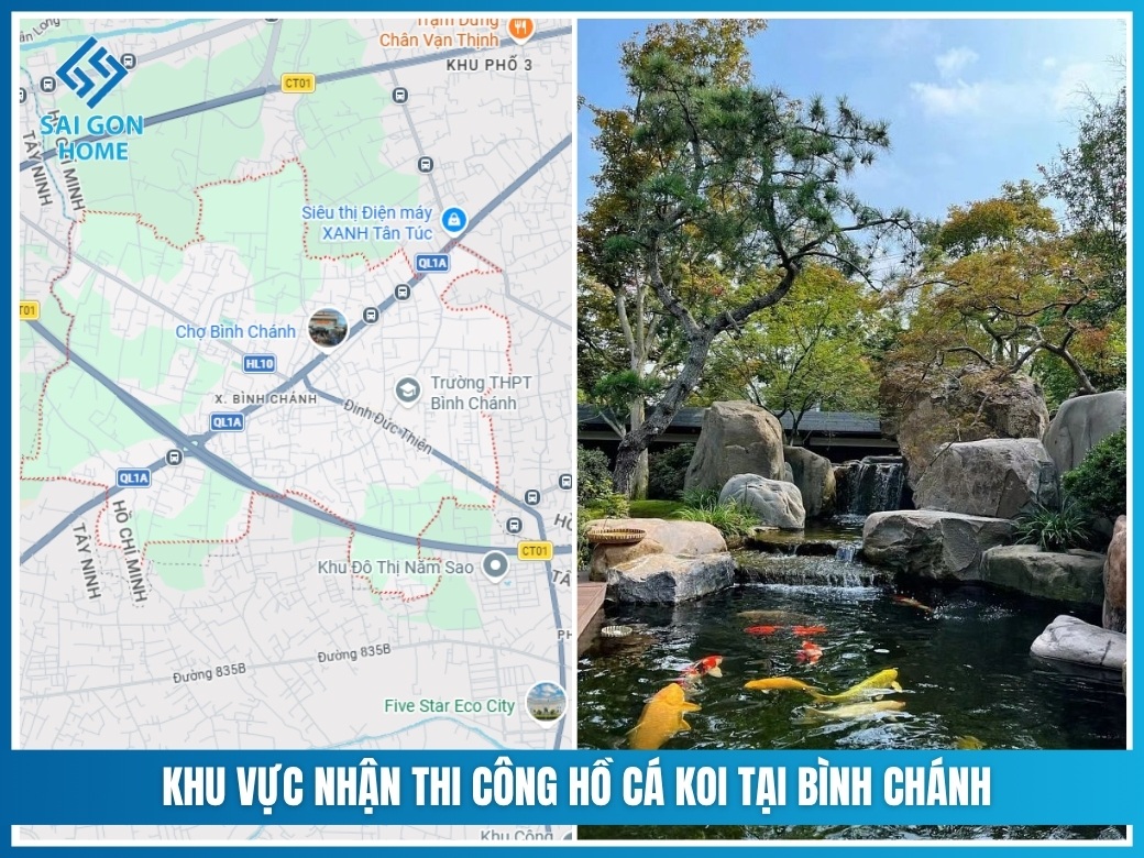 Khu vực nhận thi công hồ cá koi tại Bình Chánh