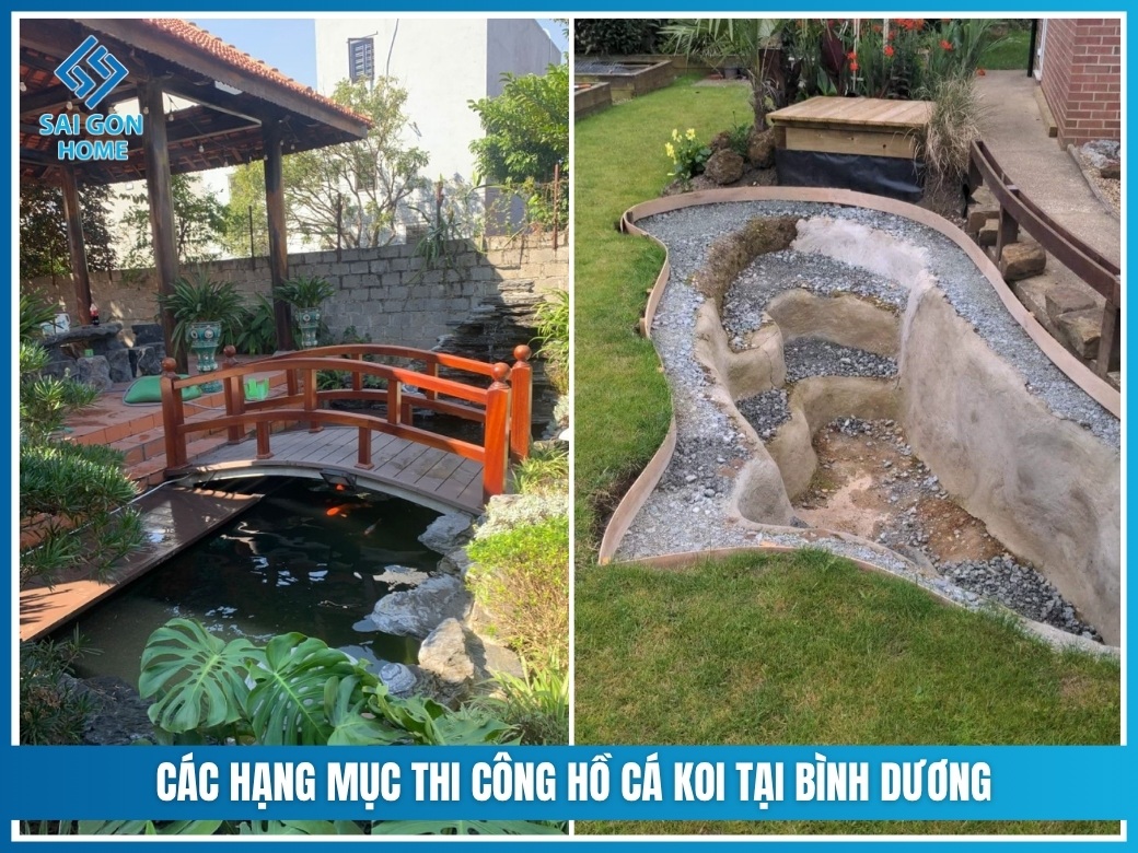 Các hạng mục thi công hồ cá koi tại Bình Dương