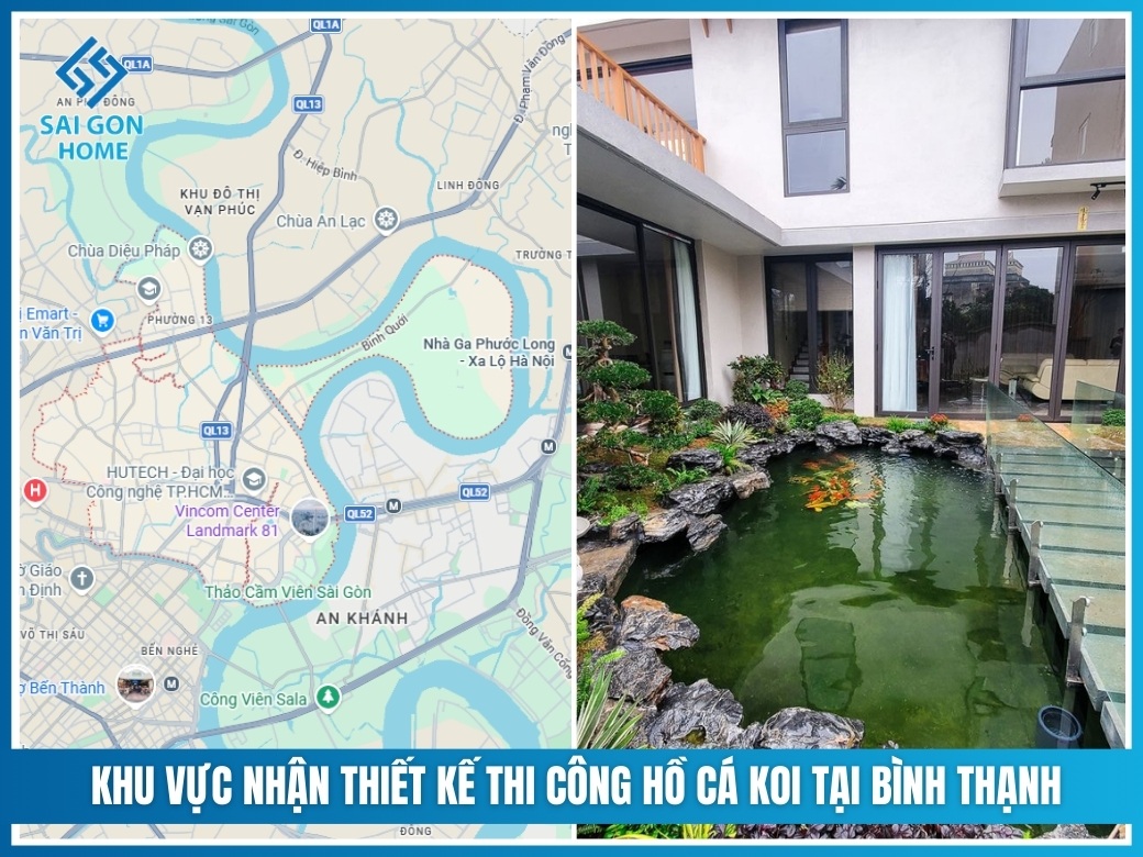 Khu vực nhận thiết kế thi công hồ cá koi tại Bình Thạnh