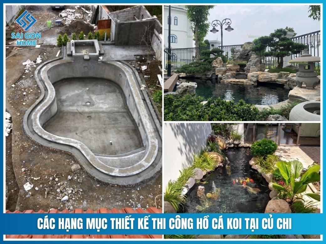 Các hạng mục thiết kế thi công hồ cá koi tại Củ Chi