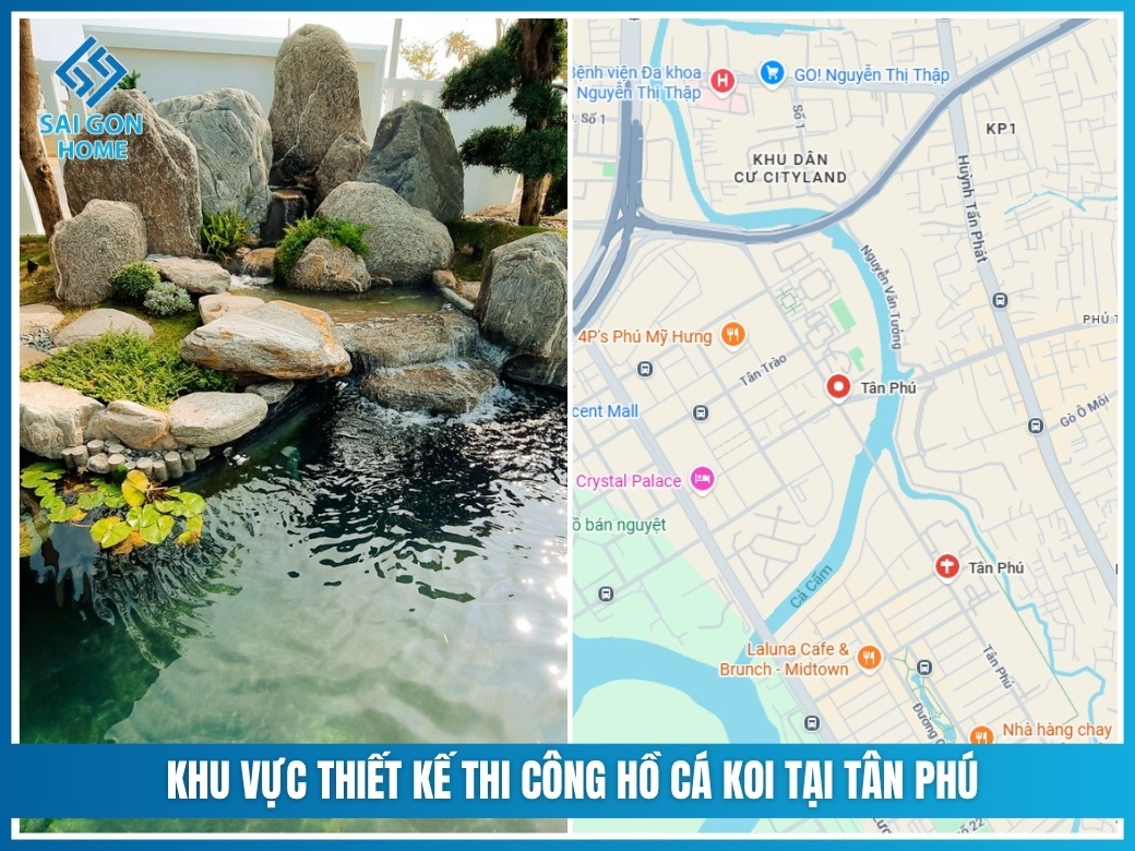 Khu vực thiết kế thi công hồ cá koi tại Tân Phú