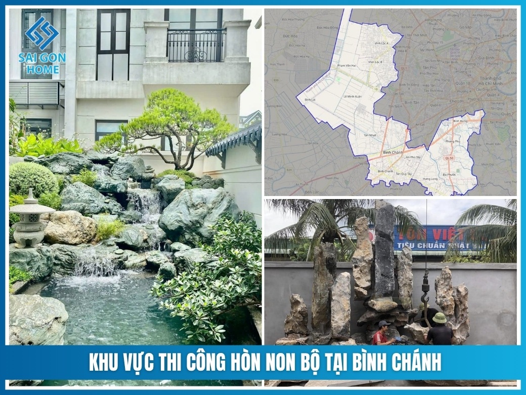 Khu vực thi công hòn non bộ tại Bình Chánh