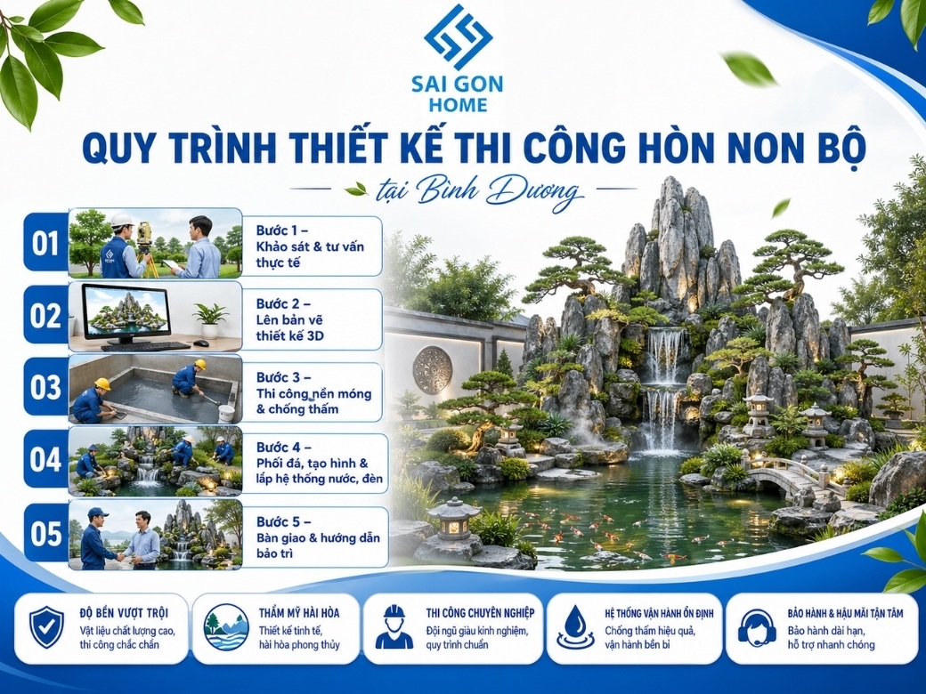 Quy trình thiết kế thi công hòn non bộ chuyên nghiệp