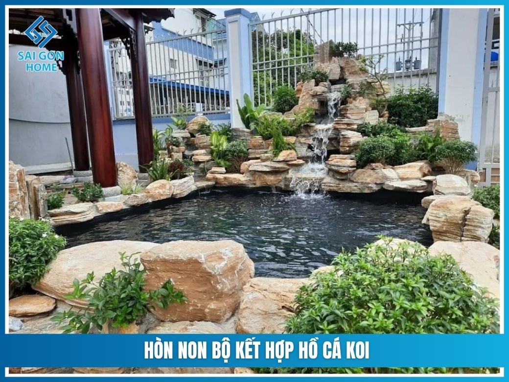 Hòn non bộ kết hợp hồ cá koi
