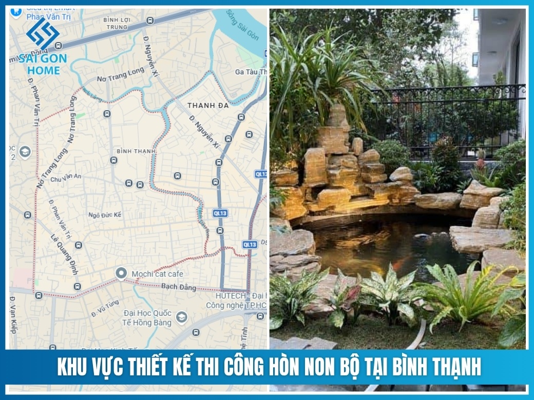 Khu vực thiết kế thi công hòn non bộ tại Bình Thạnh