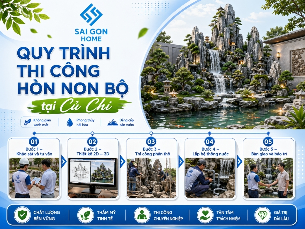 Quy trình thi công hòn non bộ tại Củ Chi