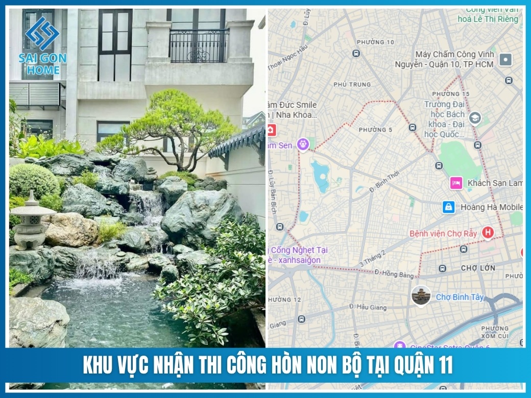 Khu vực nhận thi công hòn non bộ tại Quận 11