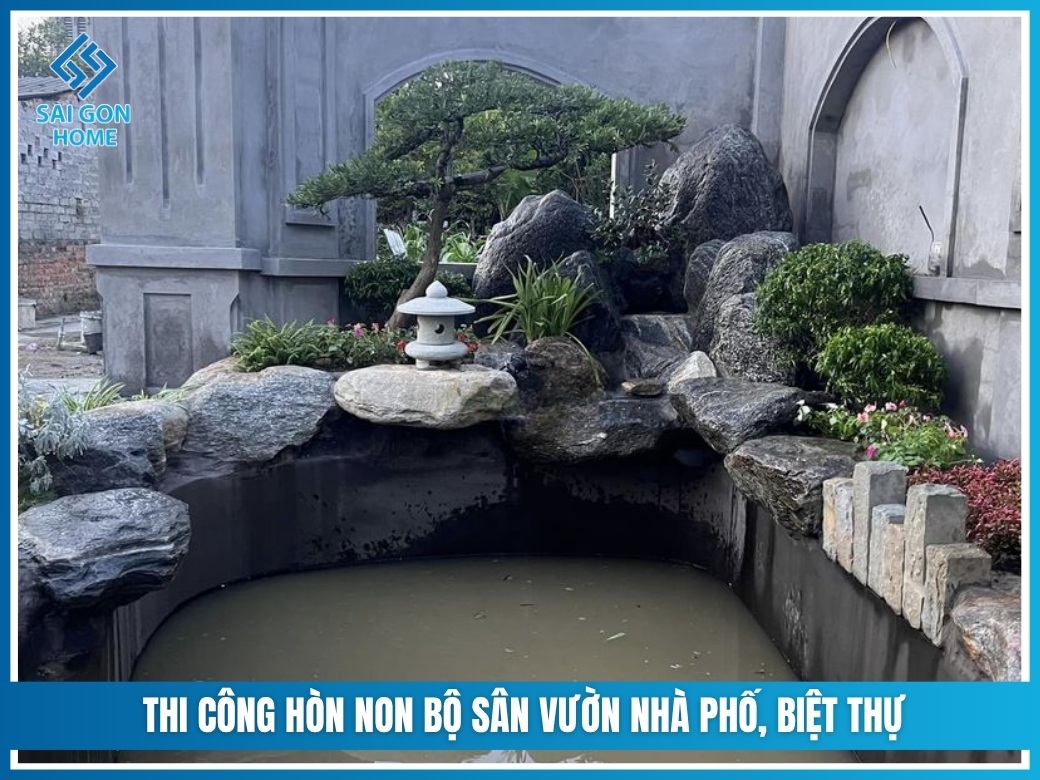 Thi công hòn non bộ sân vườn nhà phố, biệt thự