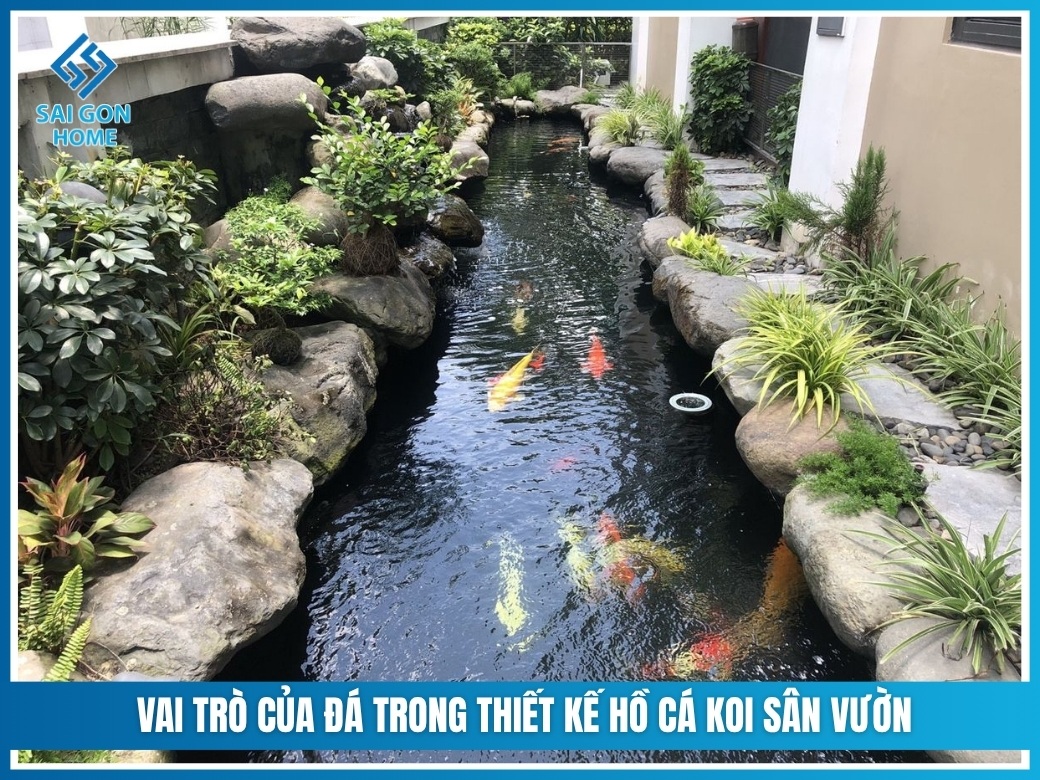 Vai trò của đá trong thiết kế hồ cá Koi sân vườn