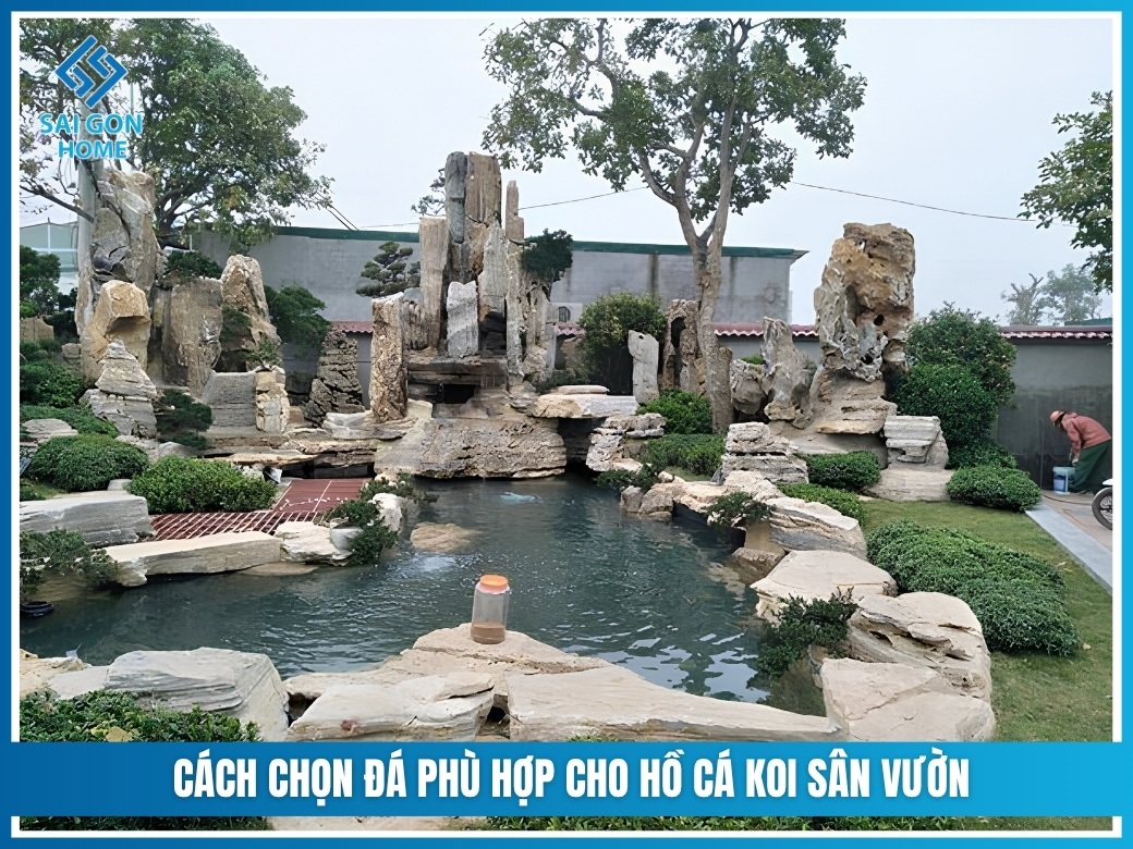 Cách chọn đá phù hợp cho hồ cá Koi sân vườn