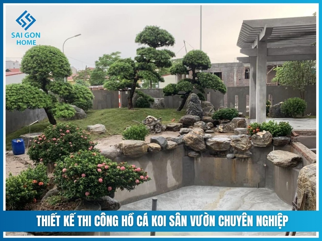 Đơn vị thiết kế thi công hồ cá Koi sân vườn chuyên nghiệp tại TP.HCM