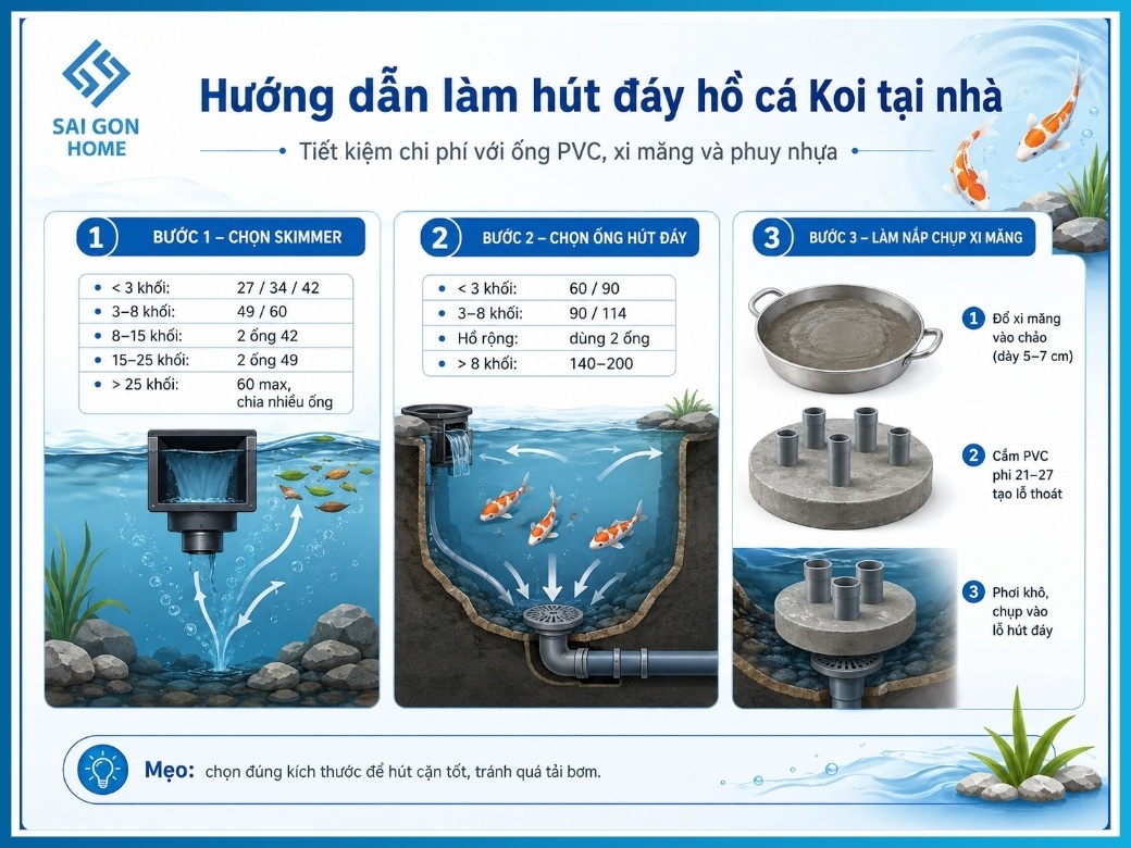 Cách làm hút đáy hồ cá koi đơn giản HIỆU QUẢ tại nhà 11 Hướng dẫn cách làm hút đáy hồ cá Koi tại nhà