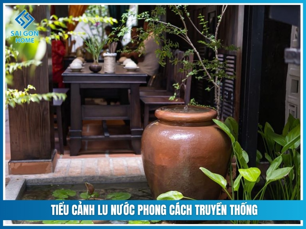 Tiểu cảnh lu nước phong cách truyền thống