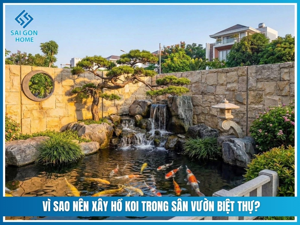 41 mẫu hồ Koi sân vườn biệt thự đẹp mắt ĐẲNG CẤP 9 Vì sao nên xây hồ Koi trong sân vườn biệt thự?