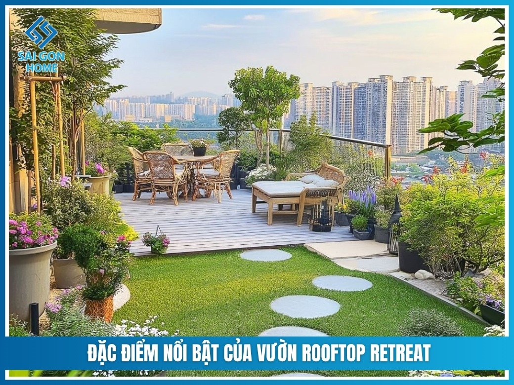 Mẫu vườn Rooftop Retreat là gì? 5 lưu ý THIẾT KẾ 8 đặc điểm nổi bật của vườn Rooftop Retreat