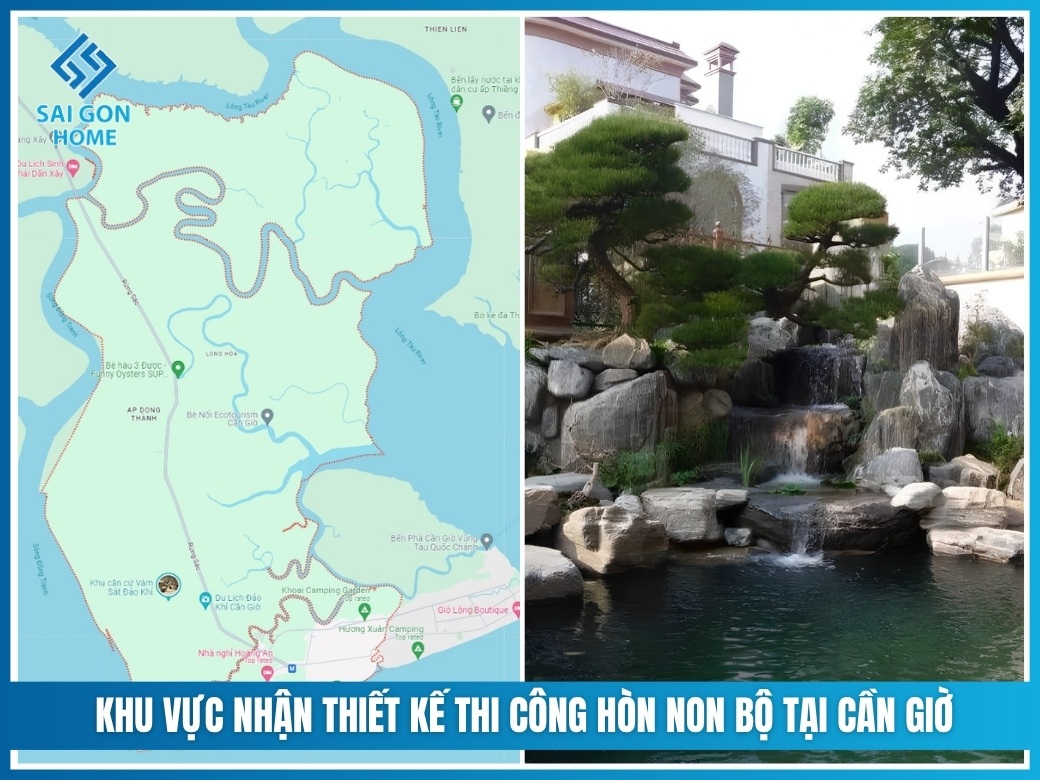 Khu vực nhận thiết kế thi công hòn non bộ tại Cần Giờ