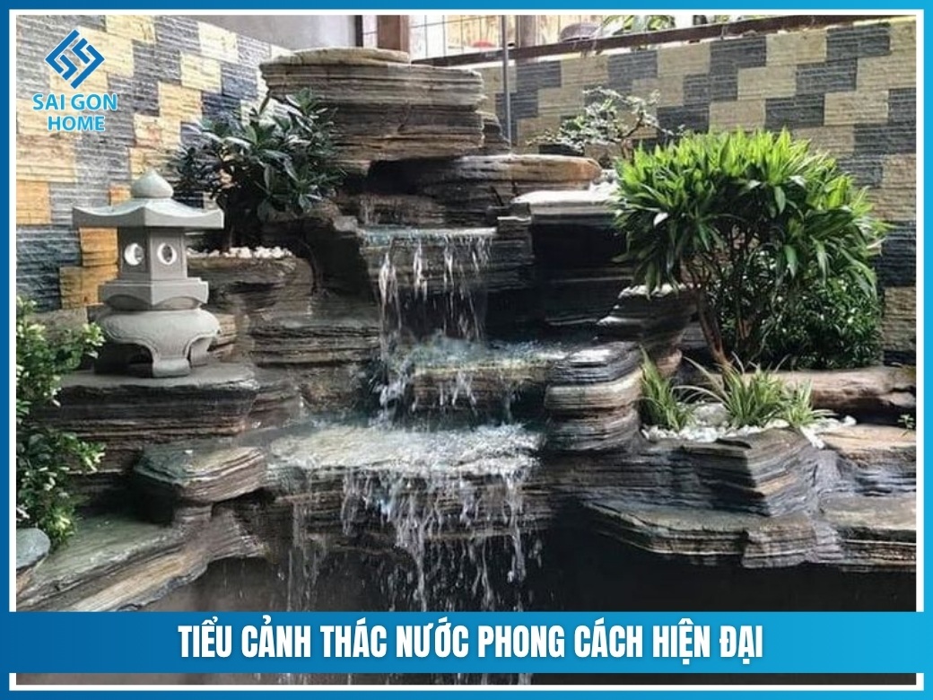 TOP 16 mẫu tiểu cảnh thác nước cho sân vườn ĐẸP nhất 13 Tiểu cảnh thác nước phong cách hiện đại