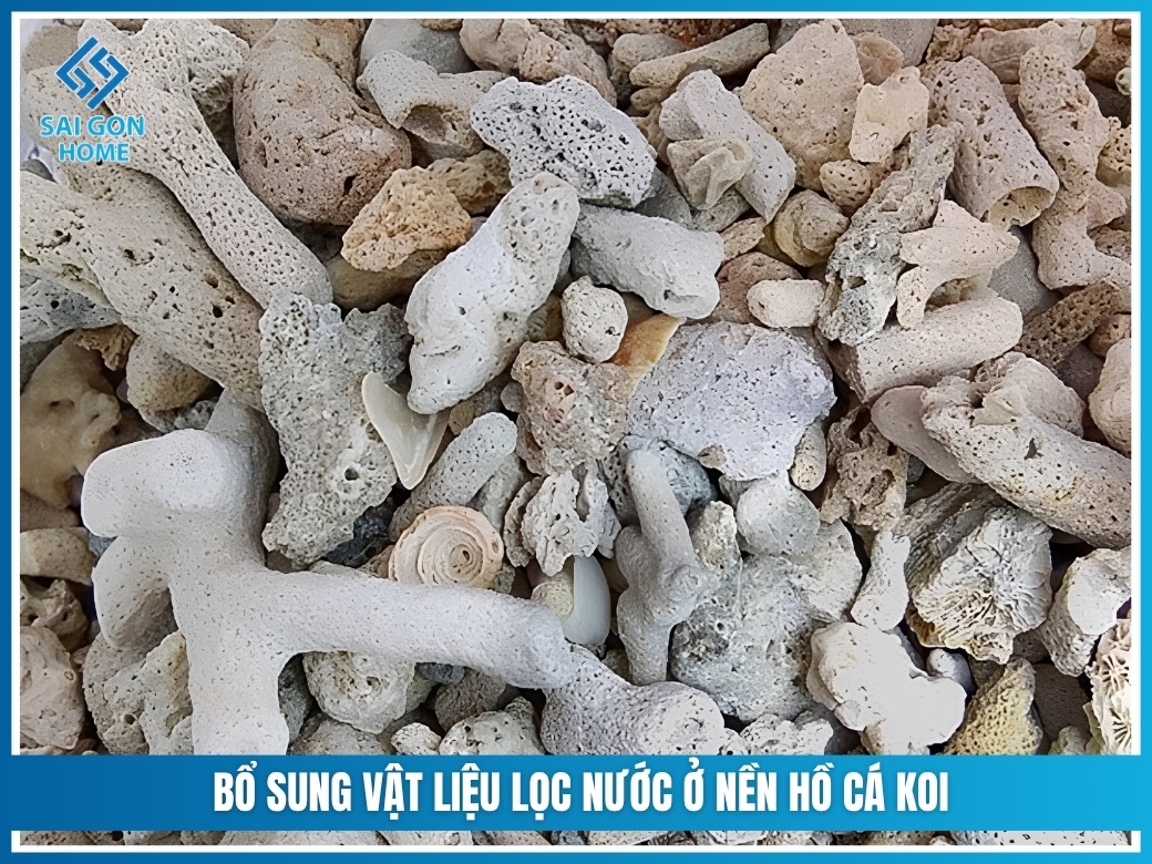 8 cách làm trong nước hồ cá Koi nhanh AN TOÀN hiệu quả 11 Bổ sung vật liệu lọc nước ở nền hồ cá koi