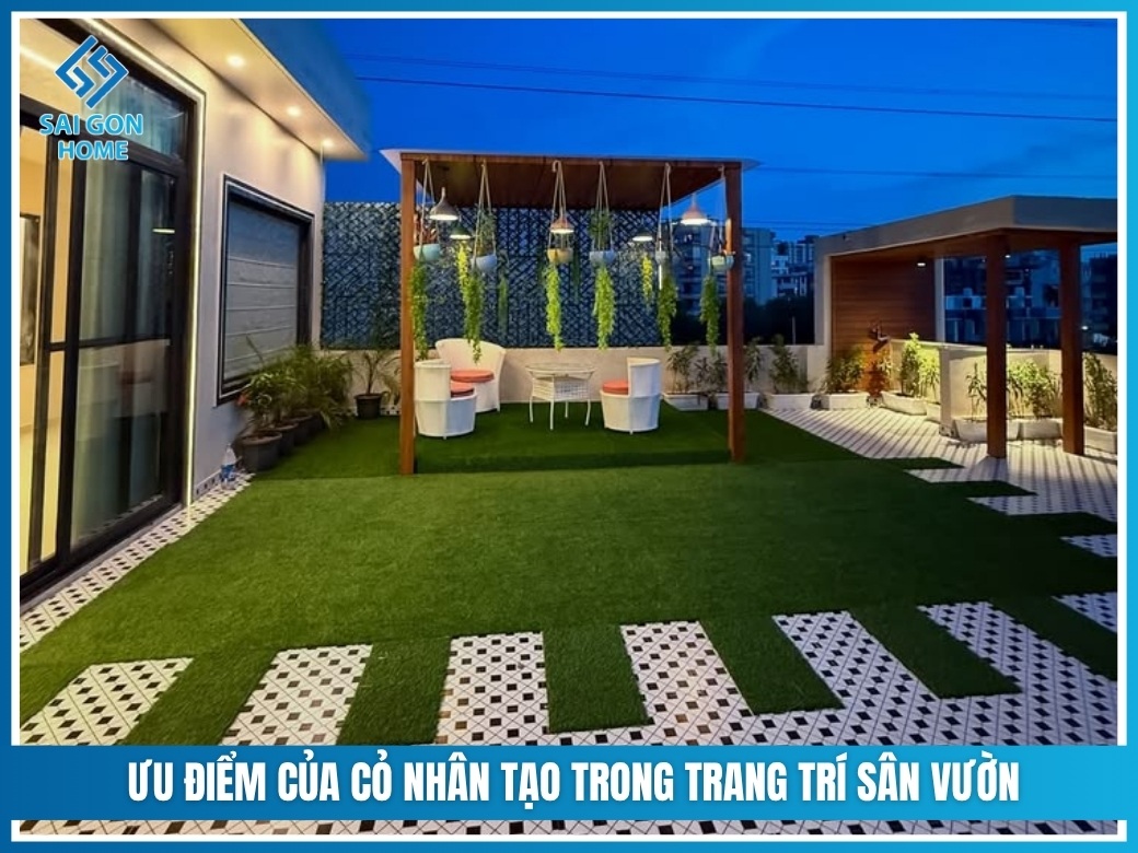 ưu điểm của cỏ nhân tạo trong trang trí sân vườn