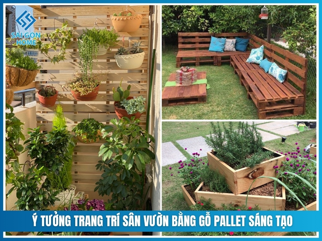 ý tưởng trang trí sân vườn bằng gỗ pallet sáng tạo